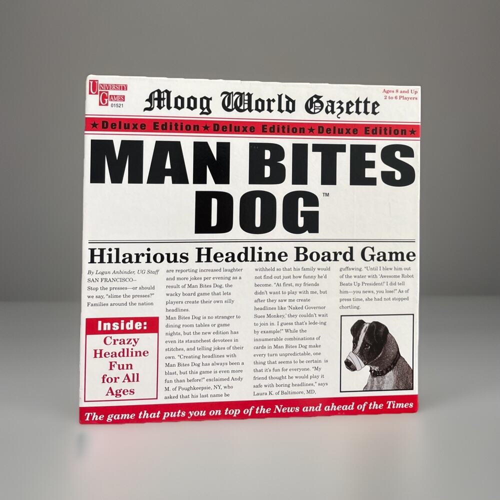 Man Bites Dog Headline Board Game University Games, Ages 8and Up, 2-6 Players